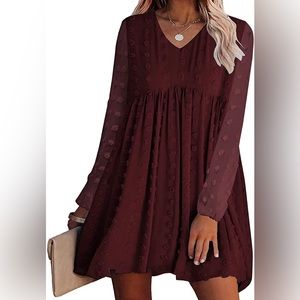 Women’s Casual Swiss Dot Loose Babydoll Dress Size Small